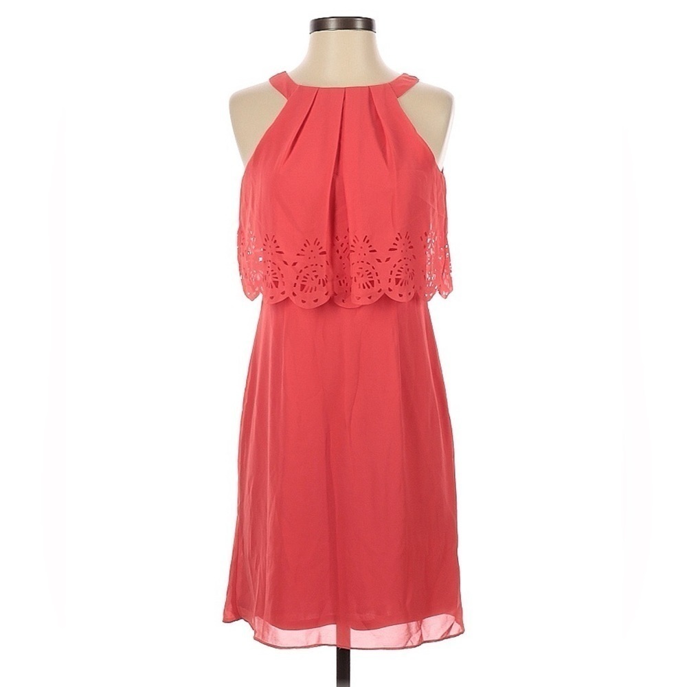 2/$30 Jessica Simpson shift dress with ruffle and eyelet detail.  Pink/ peach